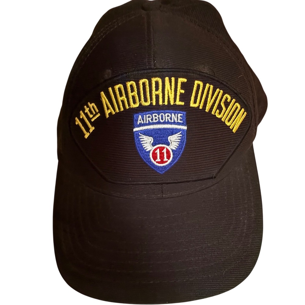 Eagle Crest 11th Airborne Division Hat Mens Black Snapback US Army Military USA
